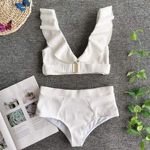 OFF WHITE RUFFLE.TOP BIKINI
